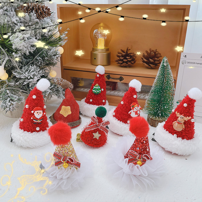 Christmas decorations: hats, duckbill hair clips, antler hair clips, bangs, cute hair accessories, small gifts, and decorations for broken hair Specification drawing