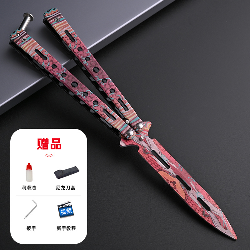 Butterfly Blade Classic csgo folding Sword, unedged practice self-defense, swinging hand toy, all-steel flower style training Butterfly Blade undefined