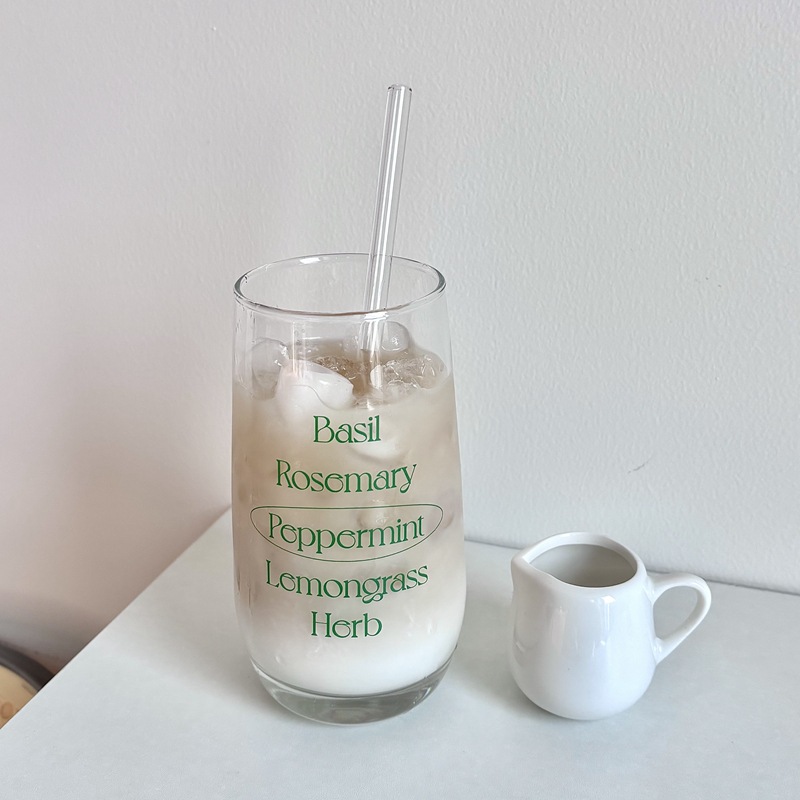 Bolimei self-made Ins-style glass cups, simple letter juice cups, girls' milk cups, coffee cups, breakfast cups full figure