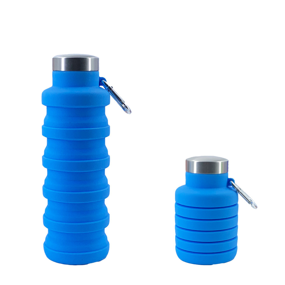 Factory direct sales of platinum silicone sports outdoor water bottles, large-capacity portable telescopic water bottles, silicone folding water cups Item Picture