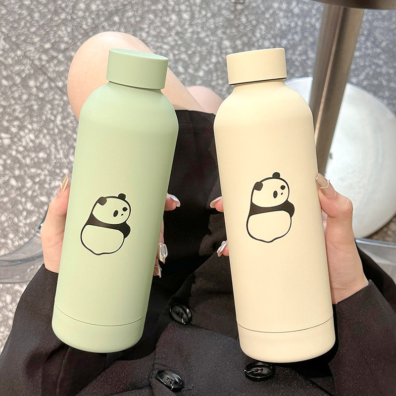 Panda's new portable cup, insulated cup, cold-keeping ins insulated cup, Korean-style simple stainless steel wine bottle insulated cup full figure