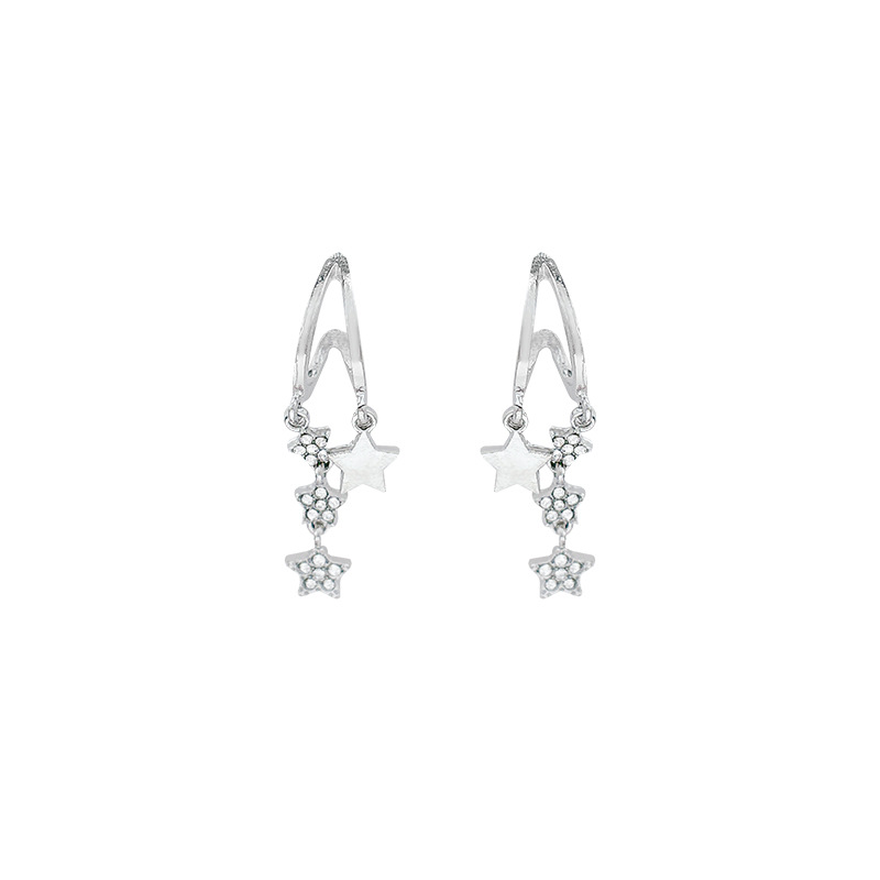 Sparkling Diamond Five-pointed star tassel earrings for women, new 2025 bestseller, niche design, dynamic stud earrings, star earrings Item Picture