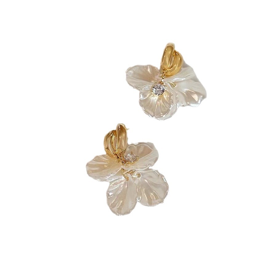 Tassel shell flower earrings for women, unique and exaggerated style, light luxury and high-end feel, summer popular accessory wholesale Item Picture
