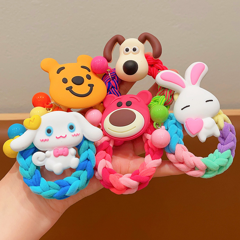 Children's colorful dog hair tie, durable high-elasticity hair tie for little girls, tied into ponytail buns, hair loops for girls, skin bands details Picture