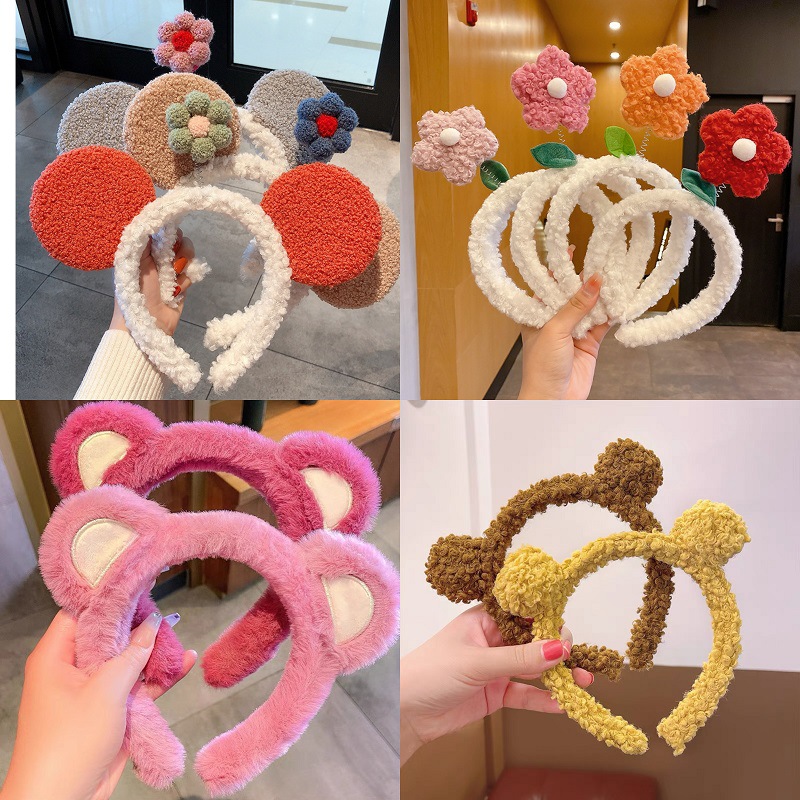 Wholesale Korean version of Korean cute little flower hair band, plush anti-slip headband, hair tie and hair clip, versatile full figure