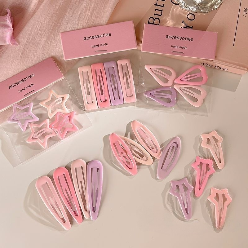 Pink dopamine hair clips, female forehead bangs clips, bb clips, side hair clips, sweet and cute hair clips headwear full figure