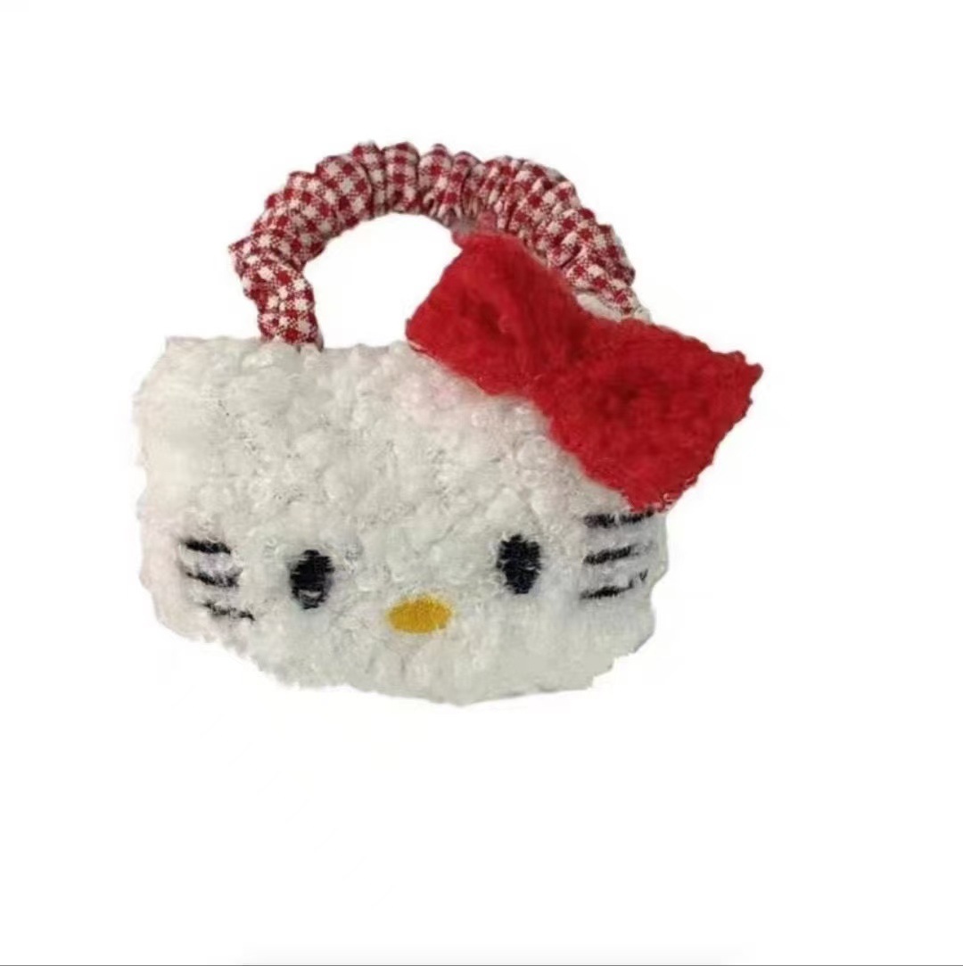hellokitty cartoon hair bands, cute and sweet plush toy hair ties, large intestine hair bands, hair ties and hair accessories Item Picture