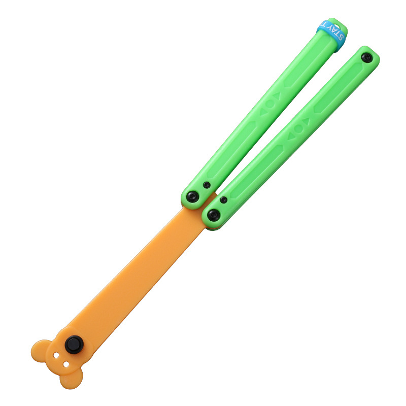 Yapi Workshop Luminous Butterfly Knife, Squid Training Knife, Folding knife, Swinging knife, Luminous Plastic fluorescent bushing Item Picture