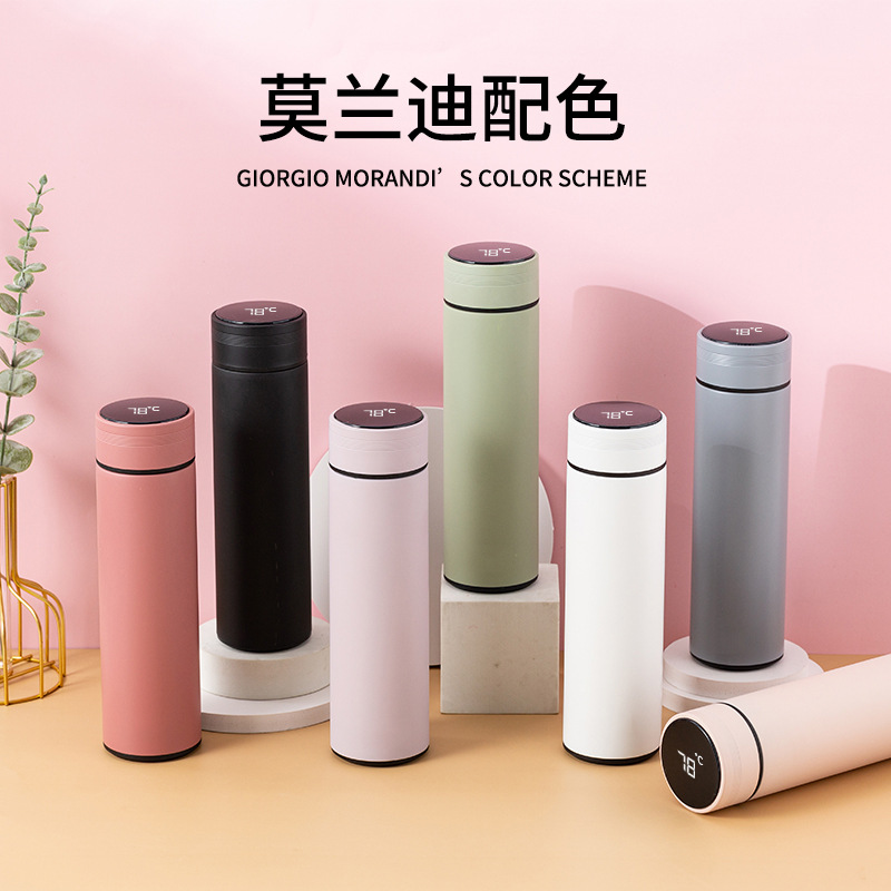 Replaceable battery smart temperature-displaying insulated cup, cold-keeping stainless steel cup, office tea brewing, car travel refrigerator, water cup details Picture