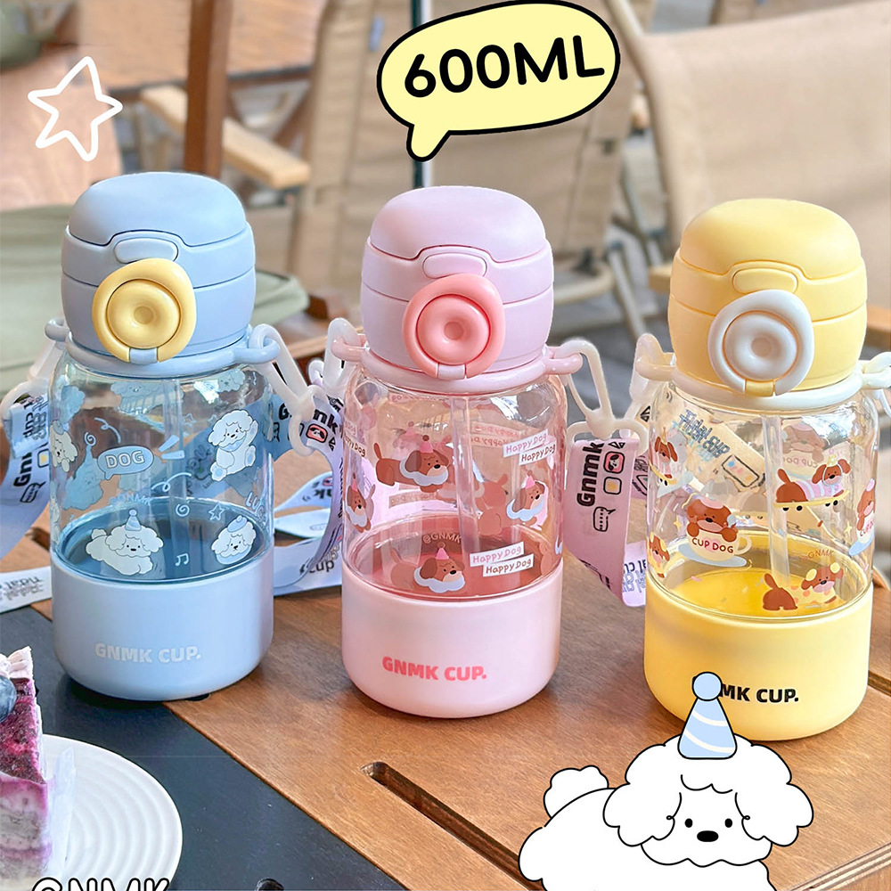 Tritan children's water cup, high appearance level, one cup for three drinks, straw cup, large capacity, portable, outdoor, slanted cross, school cup full figure