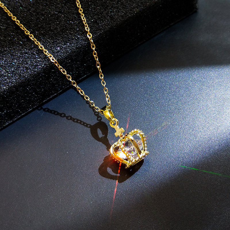 Korean version simple 18k crown titanium steel necklace, women's personality, fashion and agility, Internet celebrity collarbone chain, cross-border bestseller accessory Specification drawing