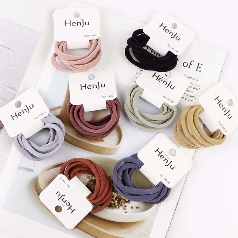 A set of 6 Korean trendy minimalist hair ties for spring in an ins style, featuring hair bands, minimalist hair ties, hair bands and hair accessories details Picture