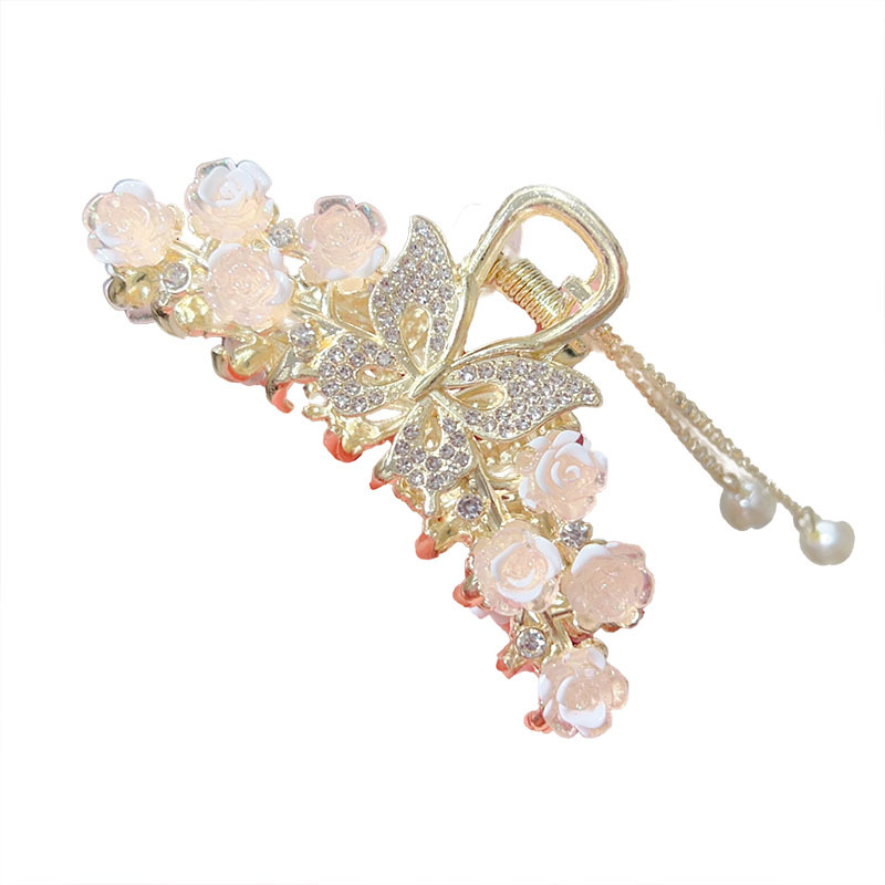 Medium-sized super fairy pearl flow grappling clip, high-end and light luxury hair clip, new fashionable shark clip, semi-tied hair accessory Item Picture