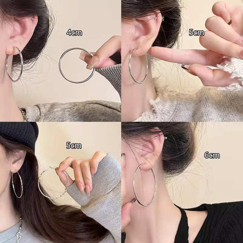 S925 Silver needle European and American exaggerated and simple ear rings, women's light luxury, niche and high-end style, quality ring unique earrings and earrings Specification drawing