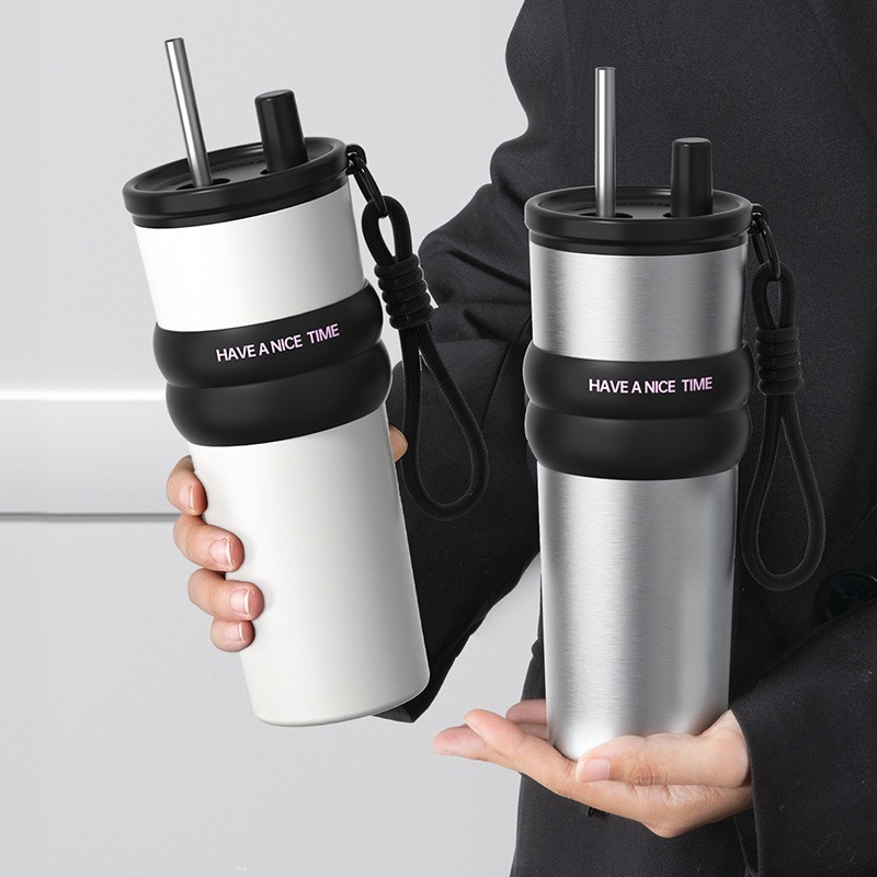 Wholesale of 2025 new Ice King Cup, 316 stainless steel, high appearance level, heat and cold preservation, large capacity car straw water cup Specification drawing