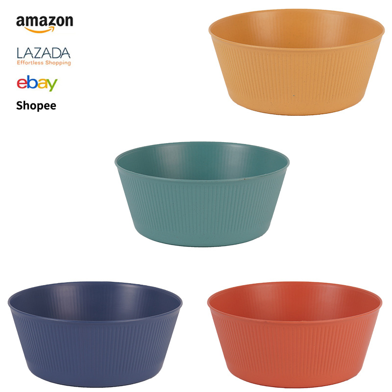Cross-border Amazon wheat straw fruit basin, household kitchen vegetable salad basin, multi-functional fruit cooking basin full figure