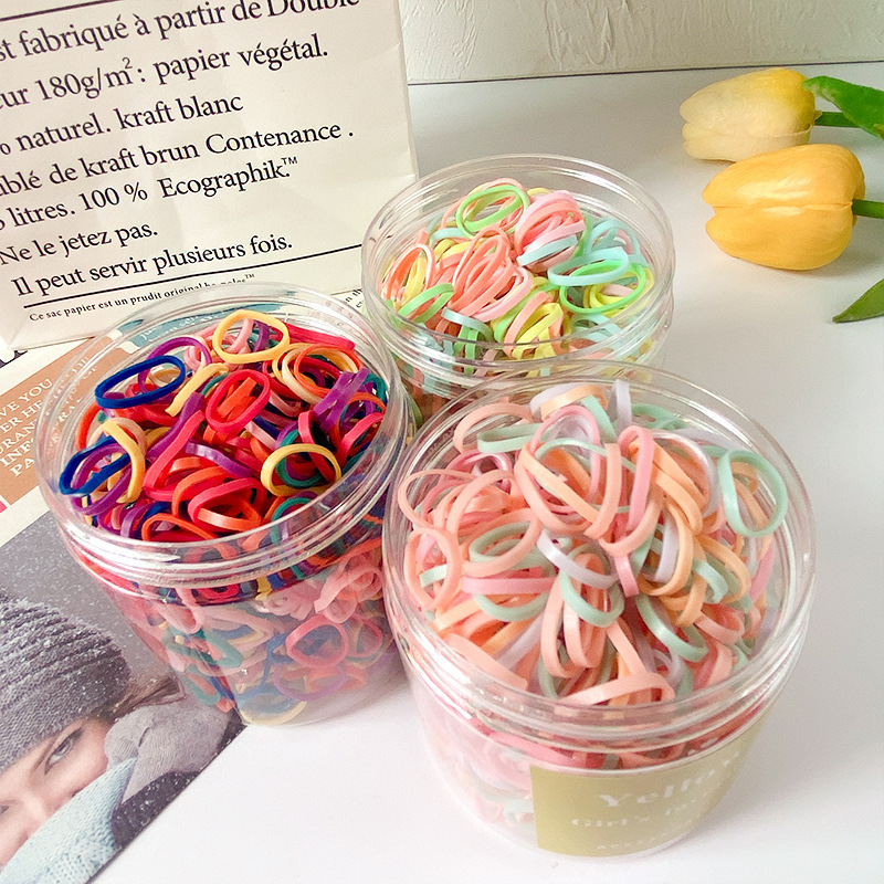 Disposable rubber band box, children's hair accessories, baby hair bands, high-elasticity girls' hair ties, colorful hair strings, rubber bands details Picture