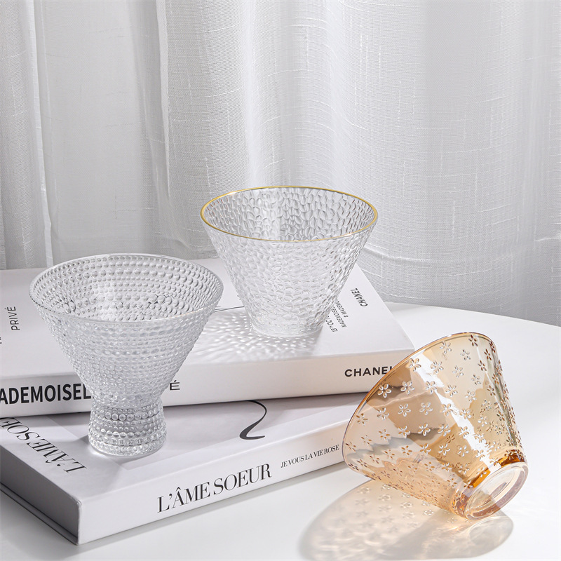 Japanese modern ice cream bowl, coffee pudding, yogurt glass, ins ice cream dessert cup, breakfast bowl, Martini cup details Picture