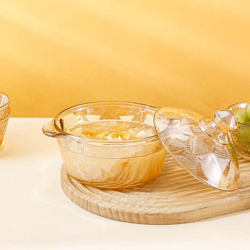 Light luxury glass pot bowl set, household round soup bowl, salad bowl, guest fruit and dessert bowl, tableware and gift wholesale Application Scenario