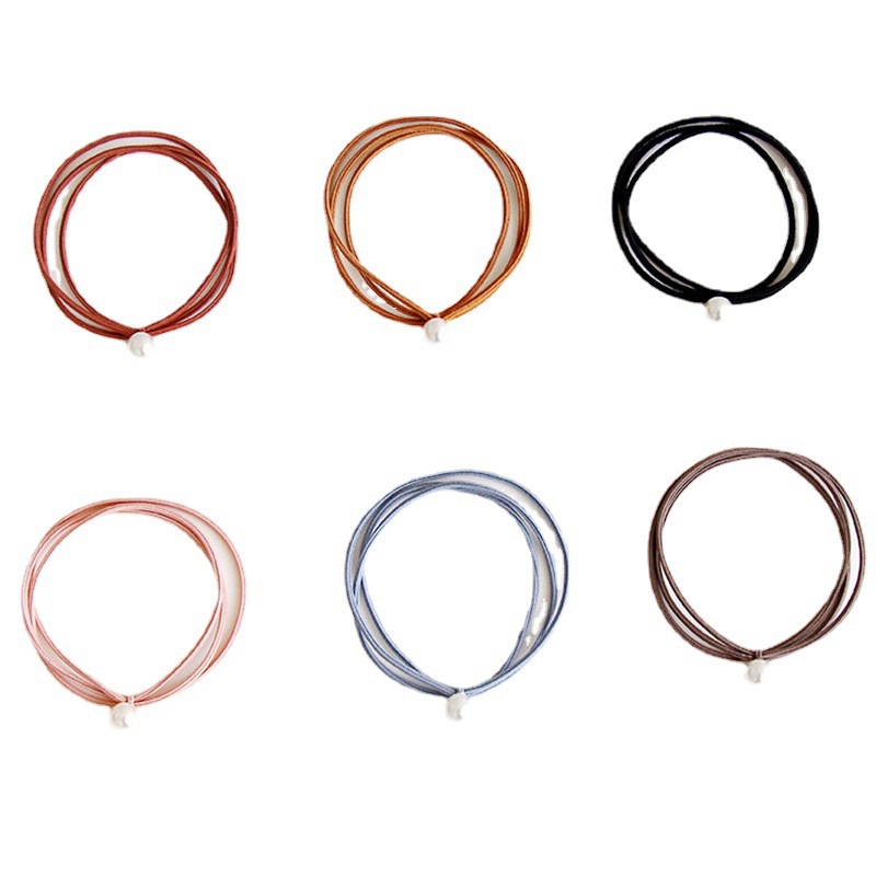 Korean simple knot three-in-one hair band, fine pearl hair tie, hair tie, hair accessory, headwear for girls, leather band Application Scenario