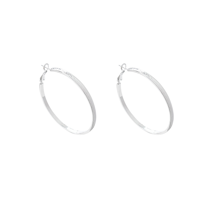 European and American simple striped earrings and ear loops for women, 2025 new style fashionable geometric embossed texture ear rings, high-end earrings Item Picture