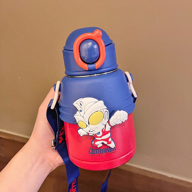 Ultraman insulated cup, cool and high appearance level for boys, straw cup, stainless steel portable large-bellied water cup for children's school Specification drawing