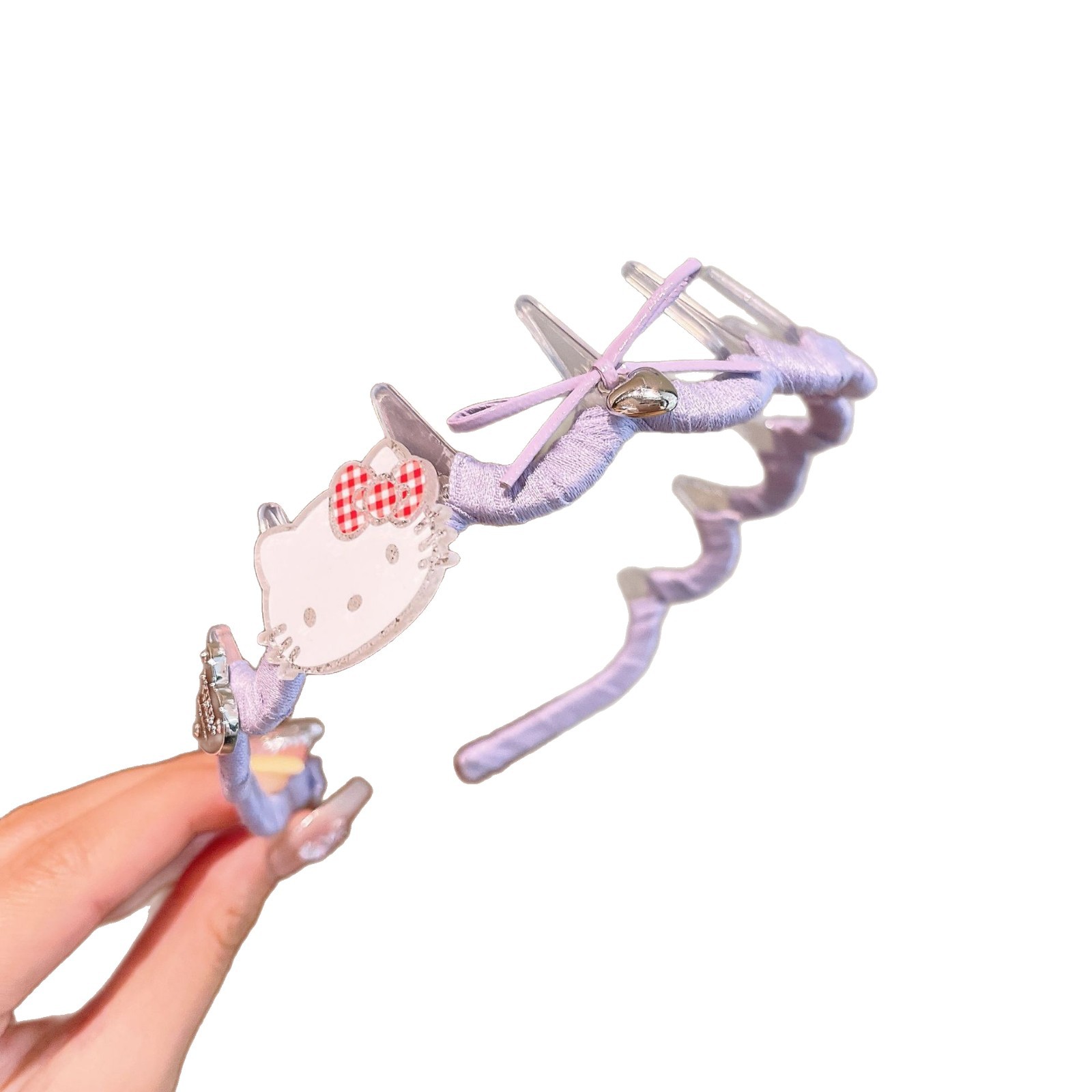 Cute Hello Kitty high headband with teeth, wavy hair band, women's face wash headband, hair clip, pressure hair accessory, hair accessory Item Picture