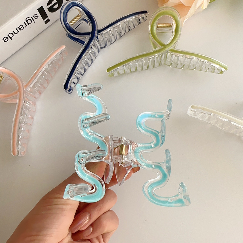 High-end style hairpin at the back of the head, elegant Korean large shark clip, new oil-dripping colored hairpin Specification drawing
