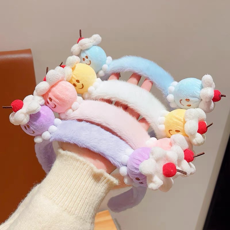 Cream cake ~ Cartoon cherry plush hairband, high hair clip on the top of the head, headband, face wash, mask, hair accessory, autumn and winter Application Scenario