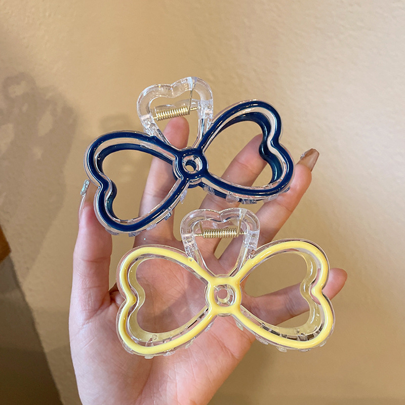 Oil-dripping transparent bow hairpin, colorful heart-shaped plastic all-purpose hair clip, heart-shaped hair accessory, hairpin for women Specification drawing