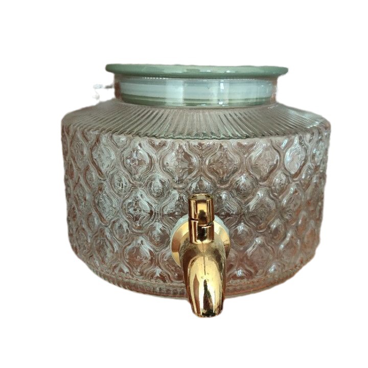 Hibiscus glass refrigerator, cold water bottle with faucet, summer cold-resistant fruit tea bucket, high-temperature resistant ice juice beverage bucket Item Picture