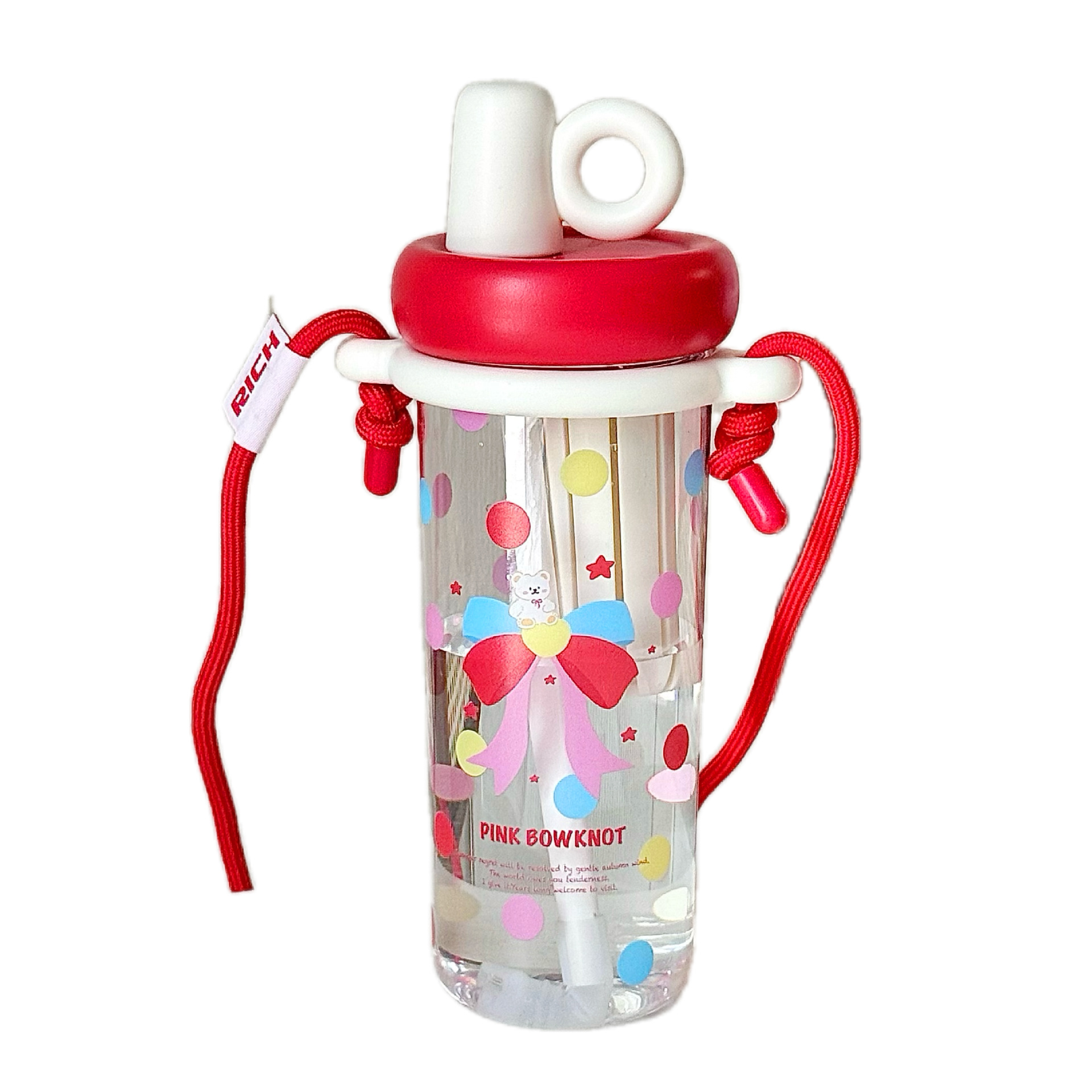 The new girls' water cup is cute and has a high level of appearance. It is a slanted straw cup that is anti-drop and portable. It is a cartoon plastic cup for office and students Item Picture