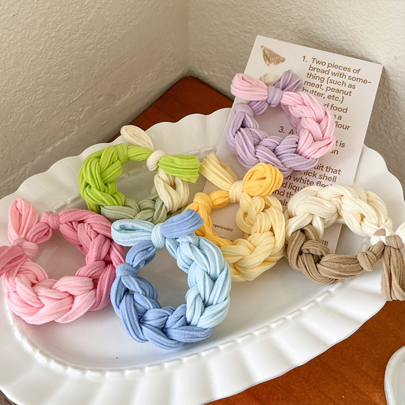 Children's hand-woven thickened high-elasticity hair tie hair accessory 2024 new style girls' colorful hair tie girls' headwear Specification drawing
