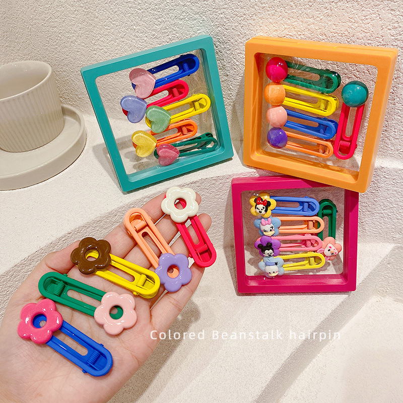 New Korean children's cute sugar bean hair clips, cartoon clips, girls' side bangs hair clips, sweet princess headwear Application Scenario
