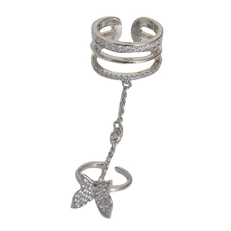 A light luxury double ring butterfly ring, a trendy and cold style for women on Instagram, with a unique and high-end vibe for dancing, and a niche design index finger ring Item Picture