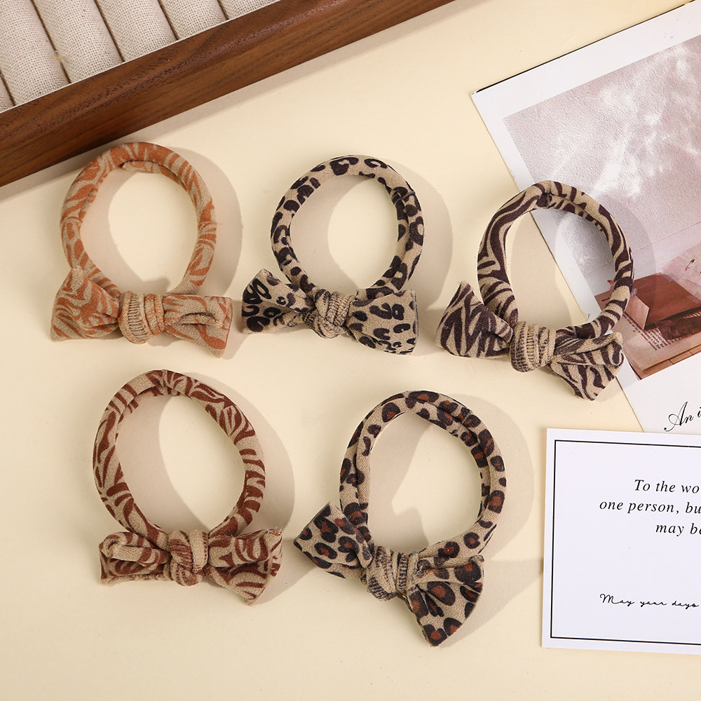 Female 2024 leopard print butterfly hair tie, rubber band hair band, high-end look, ponytail hair tie, no trace, no hair constricting details Picture