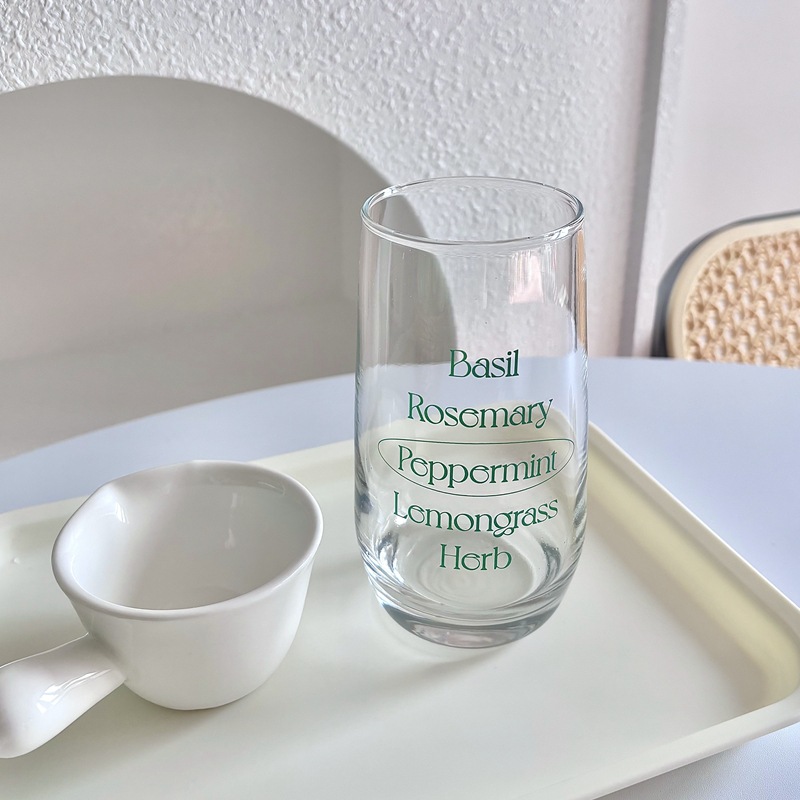 Bolimei self-made Ins-style glass cups, simple letter juice cups, girls' milk cups, coffee cups, breakfast cups details Picture