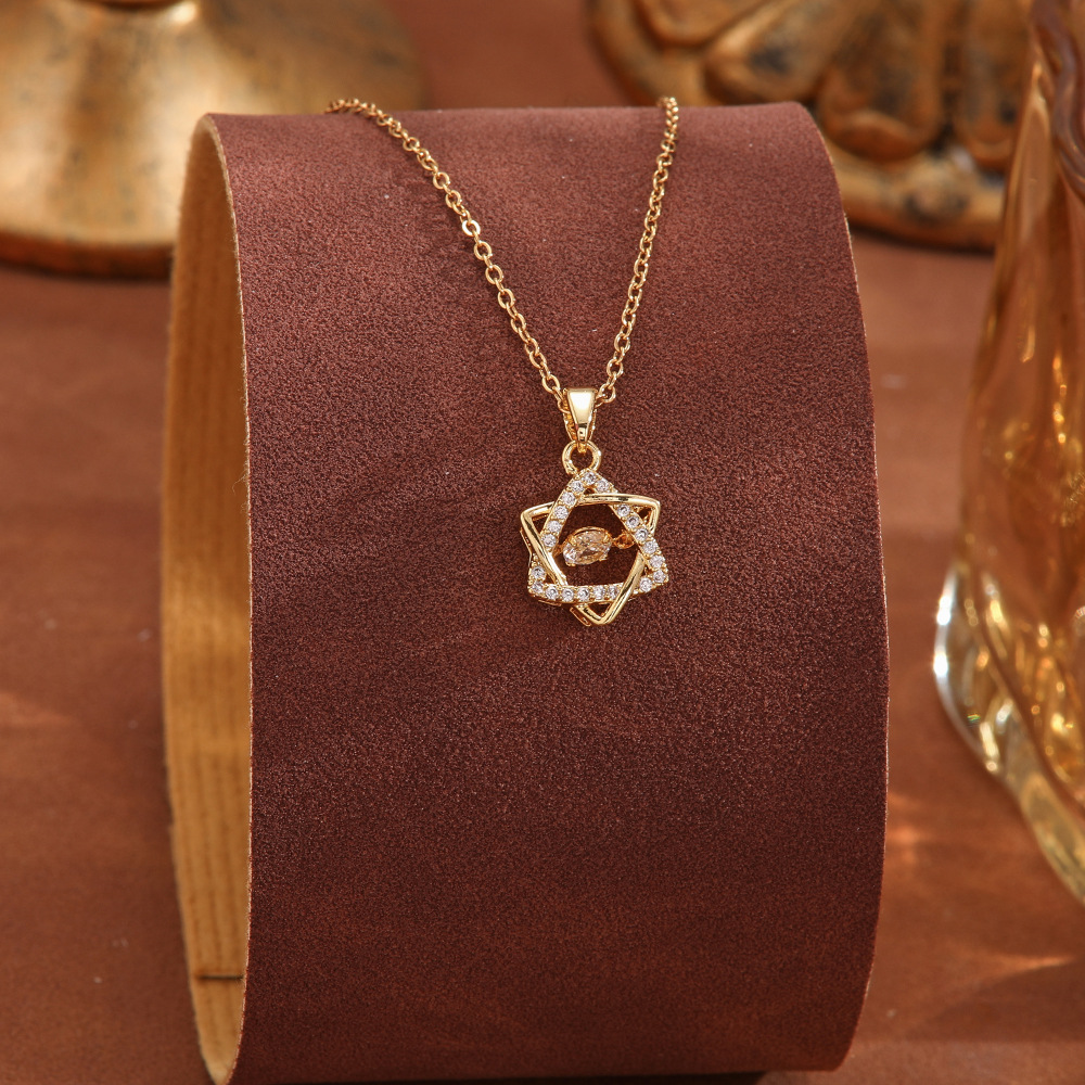 Hot-selling copper-inlaid zircon with stainless steel chain Dreamy Planet necklace, versatile necklace, light luxury collarbone chain wholesale details Picture
