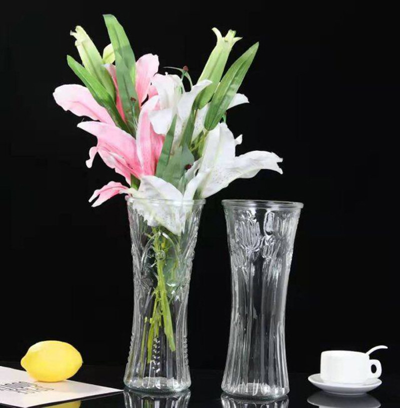 Modern and simple glass vase, large transparent lucky bamboo lily, hydroponic fresh flower vase, living room decoration item details Picture