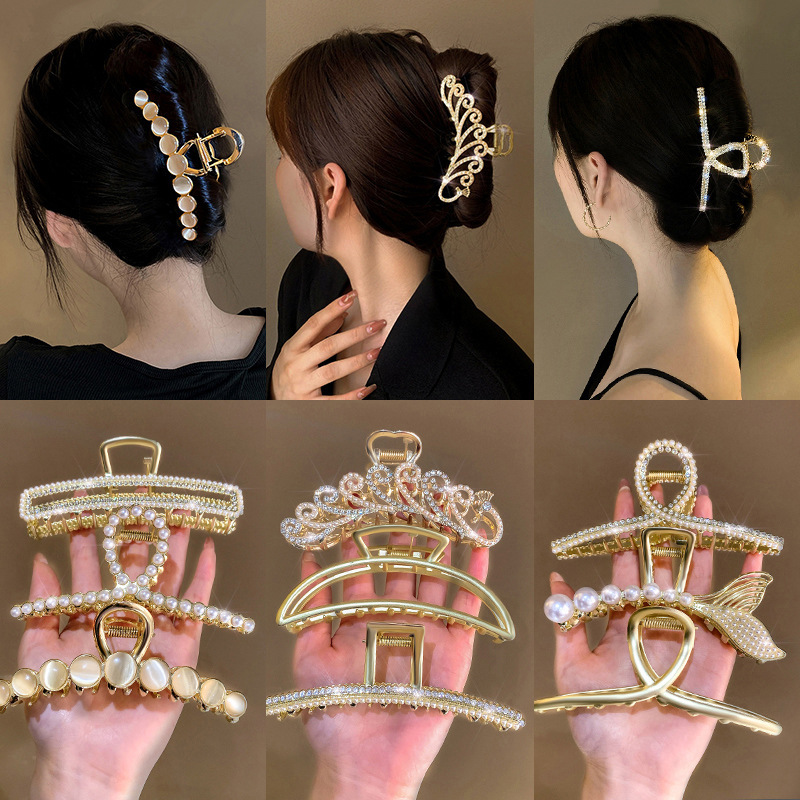 High-end, light luxury metal grabber for the back of the head, a popular 2025 new shark clip, extra-large high-end hairpin details Picture