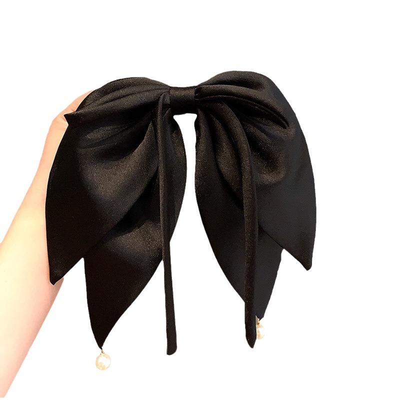 Luoyan Mermaid ~ Big Bow Hairpin for Women 2023 New Black ribbon top clip, horizontal clip on the back of the head Item Picture