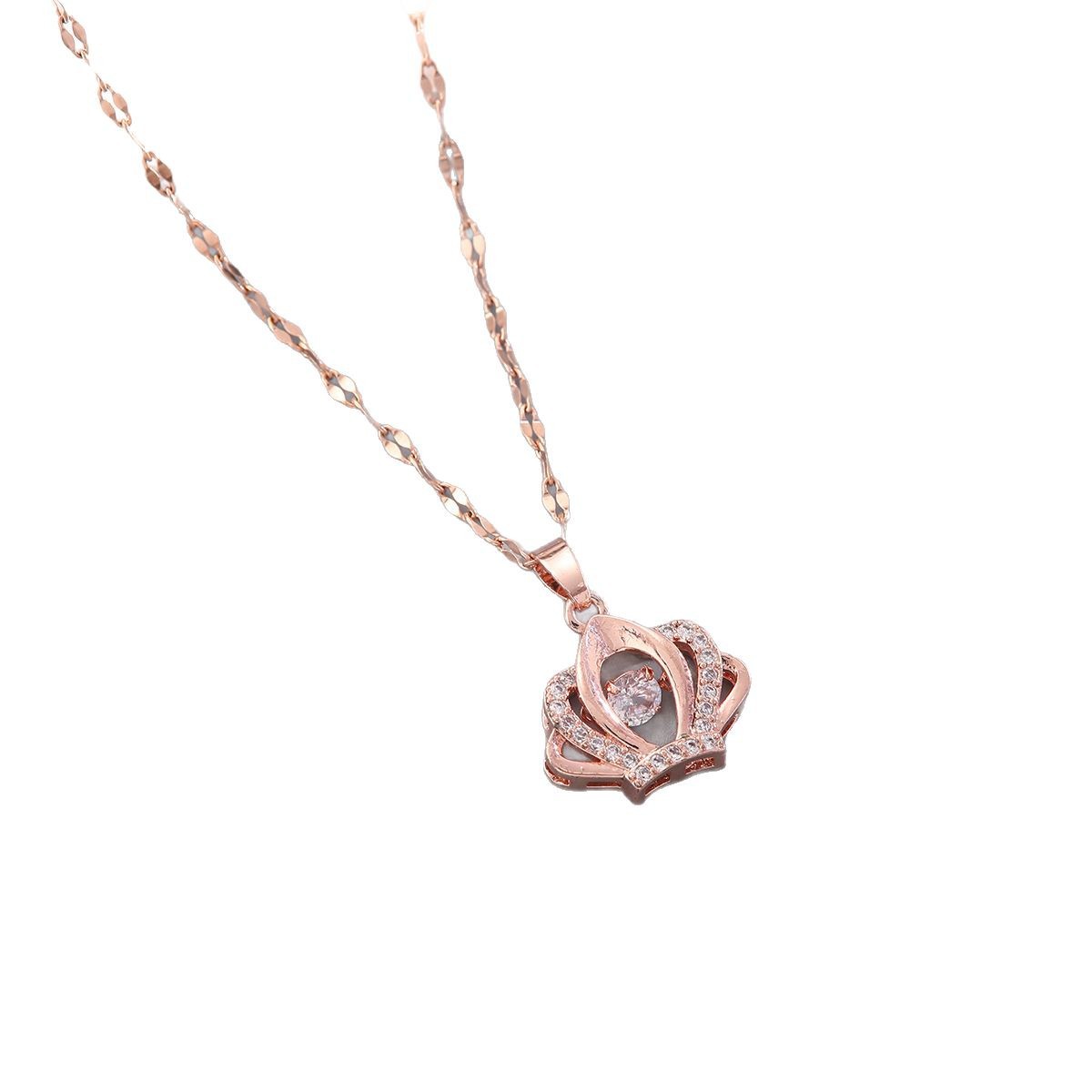 【 Titanium Steel 】 Cross-border dynamic necklace, Angel Wings, Light luxury, slightly inlay water diamonds, versatile and non-fading collarbone chain Item Picture