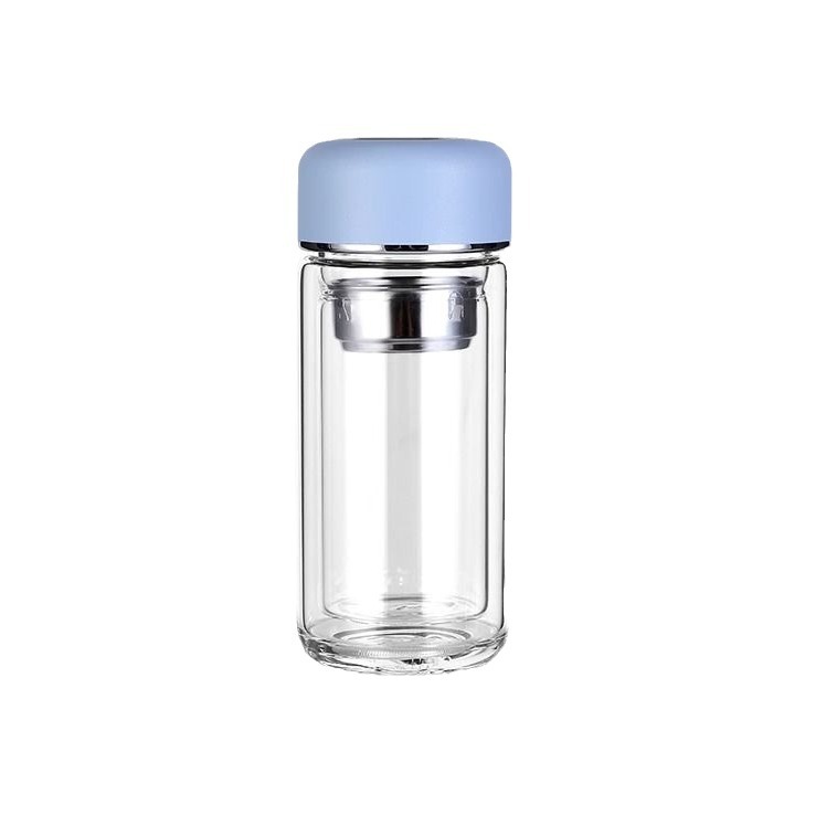 Macaron-colored glass cups for women's home and office use, fresh and light tea brewing cups with tea strainers and logo printing Item Picture