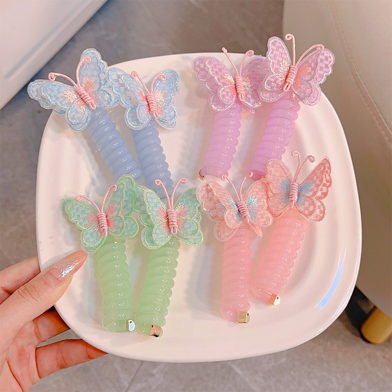 New butterfly phone line, curly hair tie, children's sweet hair tie, high appearance level, durable, double ponytail, flower girl full figure