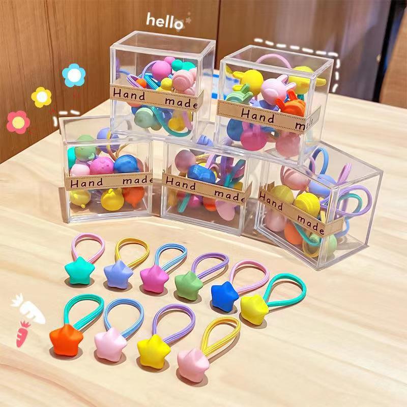 10 sets of children's headbands in summer candy color, small rubber bands, girls' hair ties, children's hair won't hurt, girls' hair bands are cute full figure