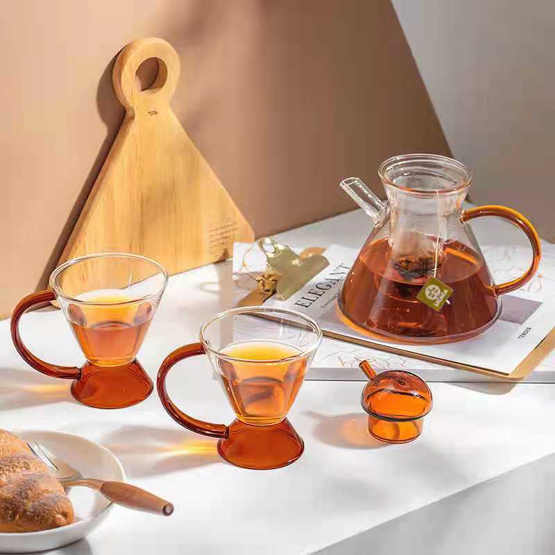 Creative brewing teapot, coffee pot, high borosilicate glass tea set, flower teapot, cold water kettle set full figure