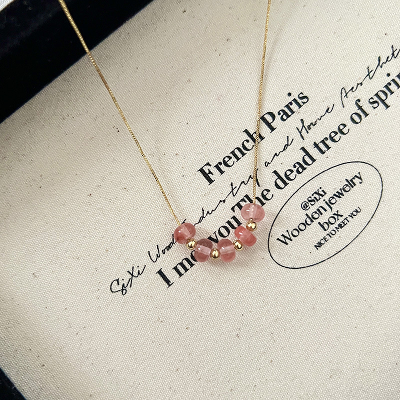 Summer versatile and niche best friend high-end necklace accessory, elegant collarbone chain, irregular color natural stone necklace for women Specification drawing