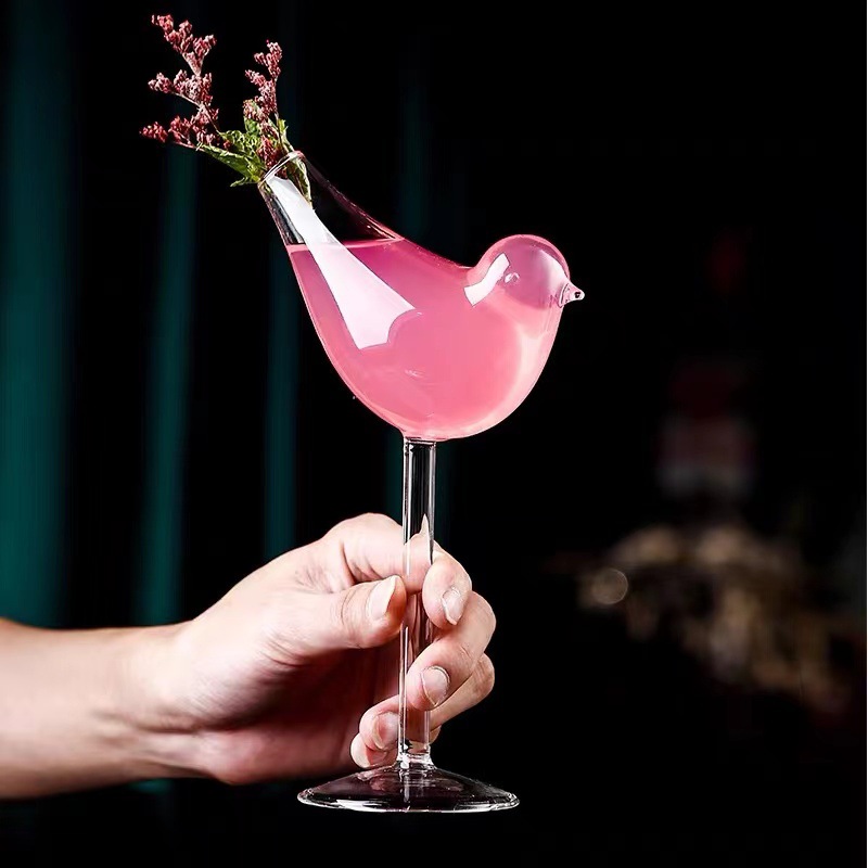 Wholesale of creative internet-famous bird glass cups, bird sweet wine glasses, cocktail glasses, smoked molecular wine glasses and tall glasses details Picture
