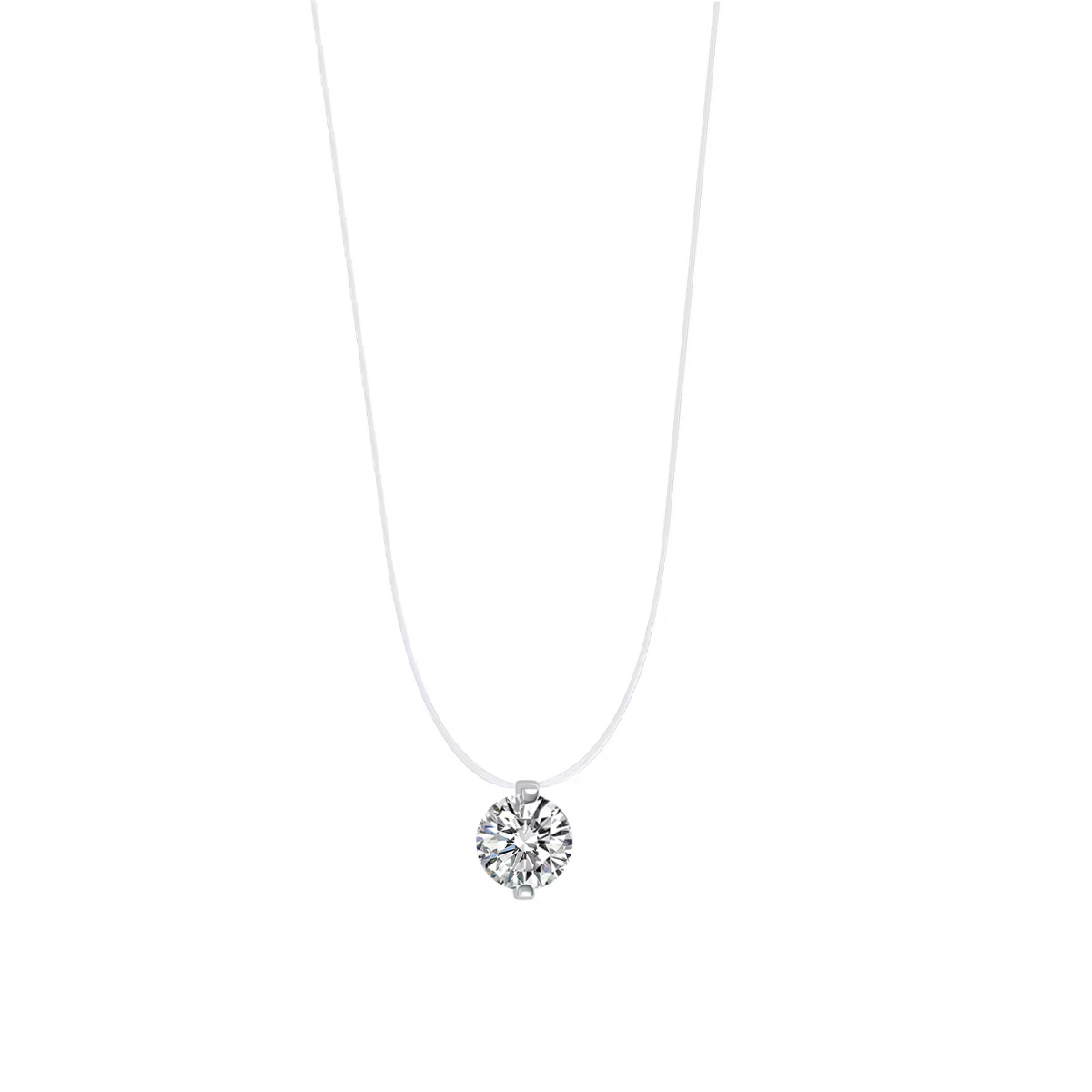 Fishline zircon pearl laser ball pendant necklace, a minimalist style for women, versatile and fashionable neckchain, collarbone chain Item Picture