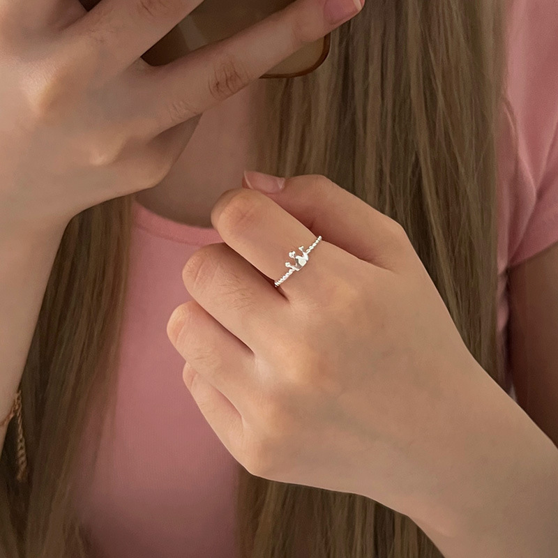 Korean version adjustable index finger ring for women, fashionable, simple and individual tail ring Specification drawing
